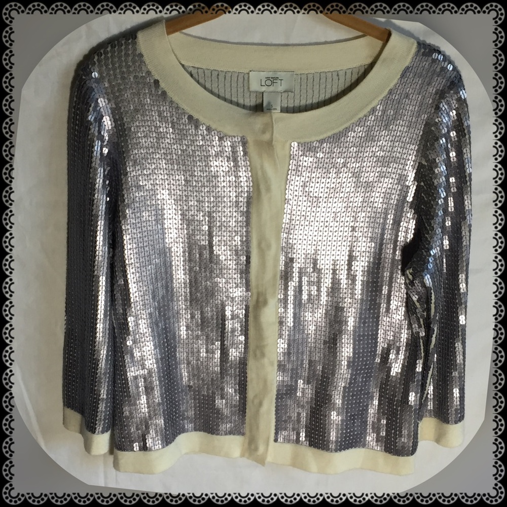Ann Taylor Loft Sequins Cardigan size small